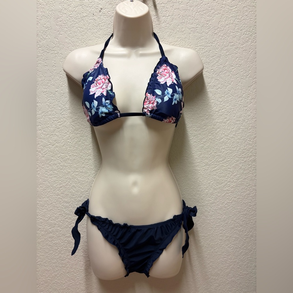 Floral Navy Bikini Set Sz M
